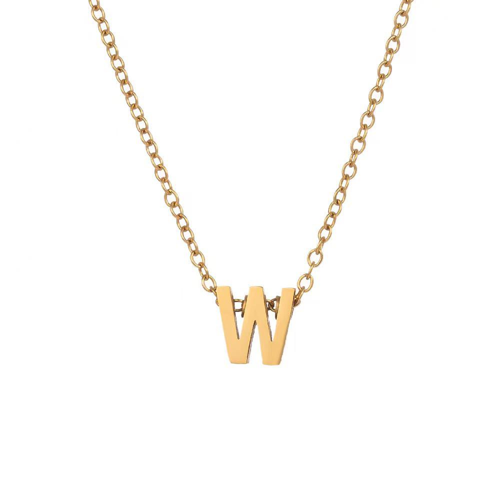 Elegant 18K Gold Titanium Letter Pendant Necklace - Durable and Versatile Clavicle Chain