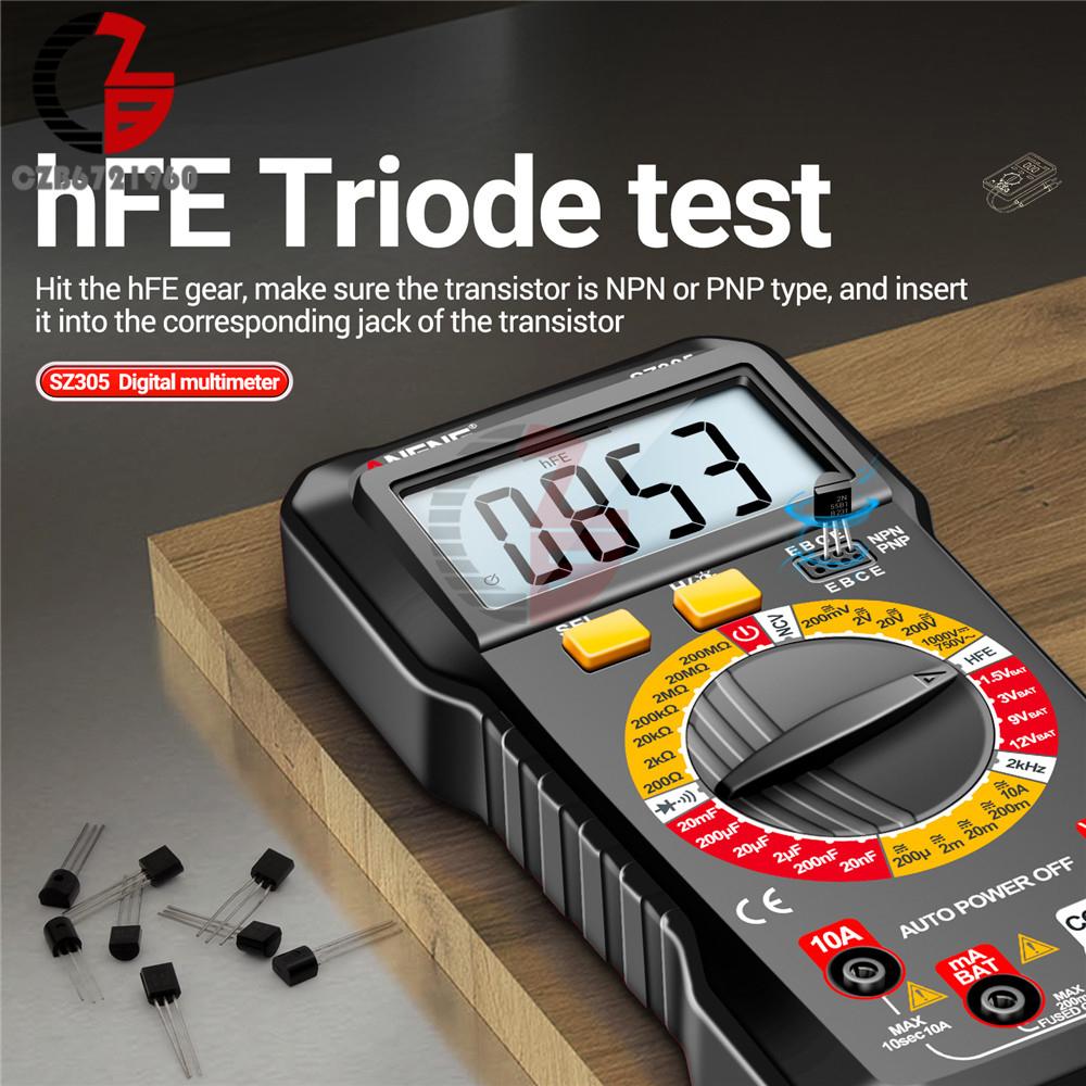 SZ304 SZ305 ANENG Digitalmultimeter Volt Ohm Ampere-Messgerät mit automatischer Bereichswahl für AC/DC-Stromspannungswiderstandsfrequenztester 2000