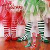Christmas Elf Long Striped Thigh Stocking For Kids Adults