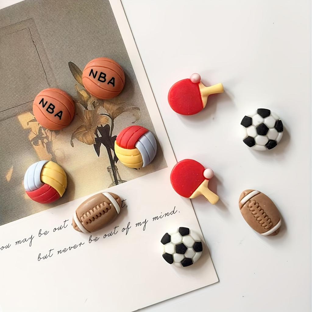 12Pcs Mini Fußball Basketball Harz Kühlschrank Magnete Po Nachrichten Feste Magnete