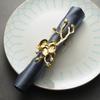 2PCS Gold/Silver Napkin Buckle Luxury Serviette Ring Plum Blossom Napkin Ring  Banquet