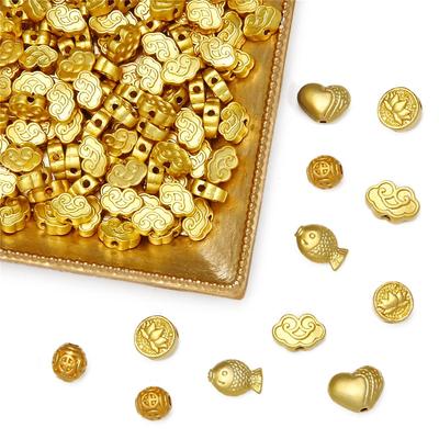 Metal Goldfish Lotus Auspicious Clouds Loose Spacer Beads for Jewelry Making DIY Bracelet Necklace Charms