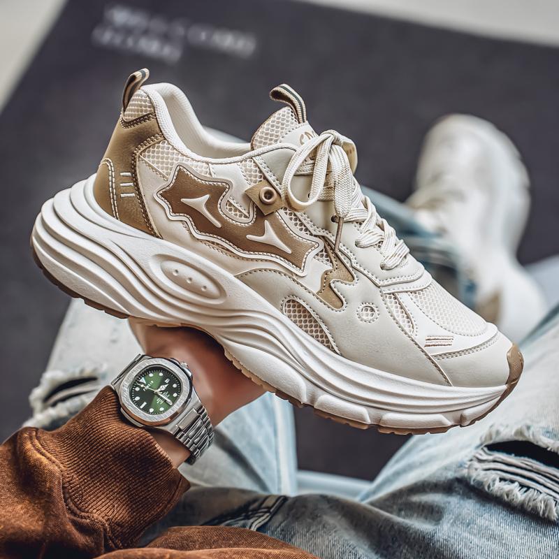 Men's Shoes 2025 New Spring Trend Versatile Thick-soled Wear-resistant Student Sports and Leisure Shoes Men's Breathable Dad Shoes