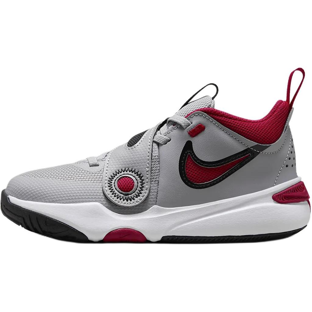 Nike Team Hustle D11 PS Cement Grey Gym Red Kids Sneakers Black White DV8994-006