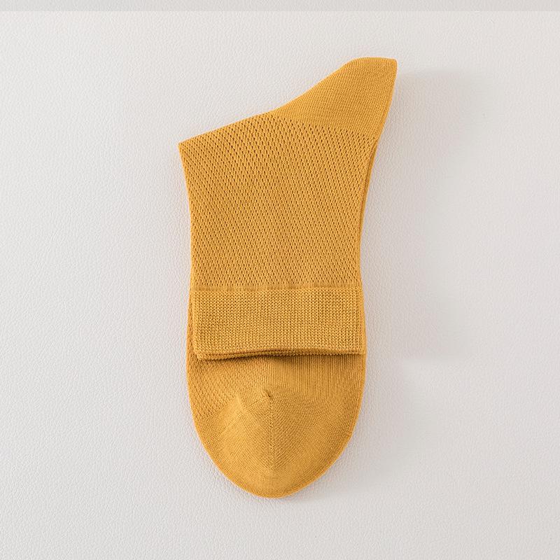Men's Socks Mid-calf Mesh Breathable Sweat Cotton Anti-odour Mid-calf Socks Anti-pilling Solid Colour Boneless Leisure Cotton Socks