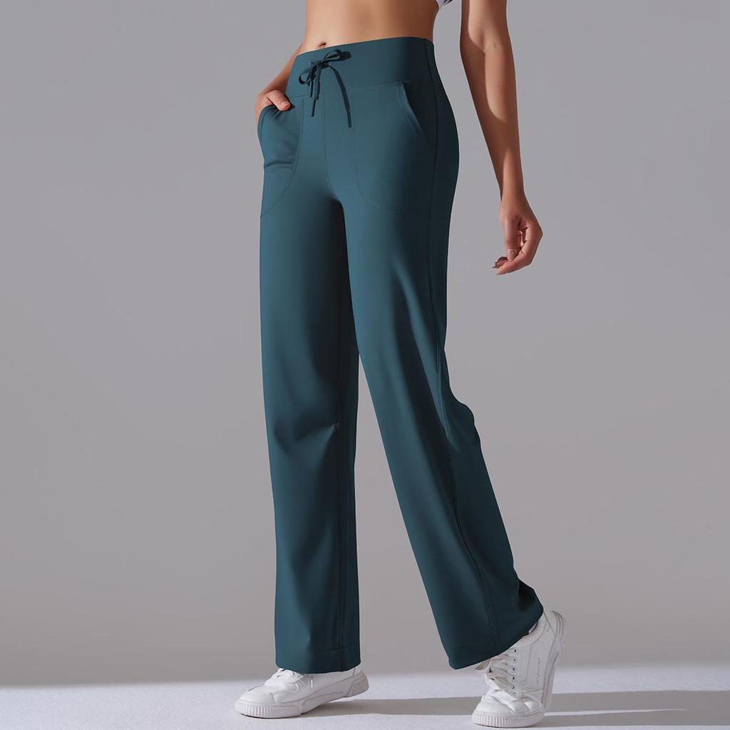 Brushed Breathable High-Waisted Wide-Leg Cropped Yoga Pants with Pockets