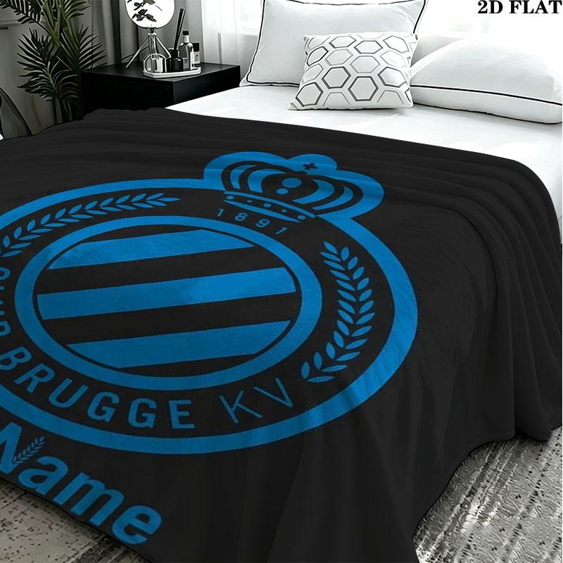 1PC Club Brugge KV Custom Name Patterned Flannel Blanket Suitable For All Seasons for Home Decor Warmth and Comfort Gifts Holiday Present