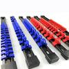3 PCS Socket Organizer 1/2 3/8 1/4 Inch Drive Socket Rail Holders Heavy Duty Socket Racks, Black Rails with Red Blue Black Clips