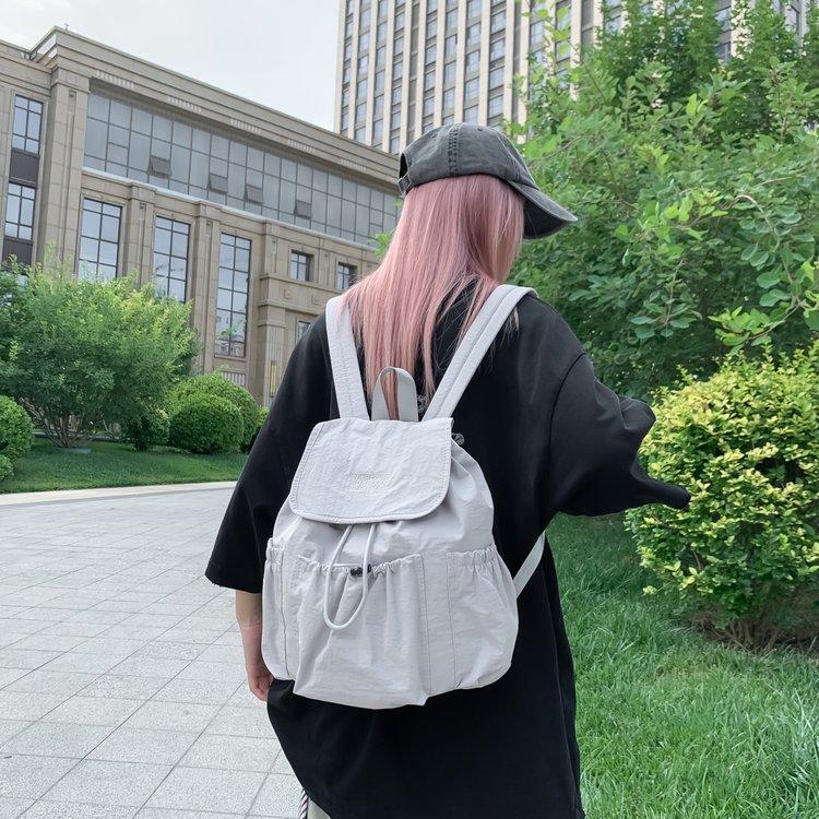 Schoolbag new Korean version drawstring computer bag nylon canvas bag large capacity backpack student class commuting schoolbag