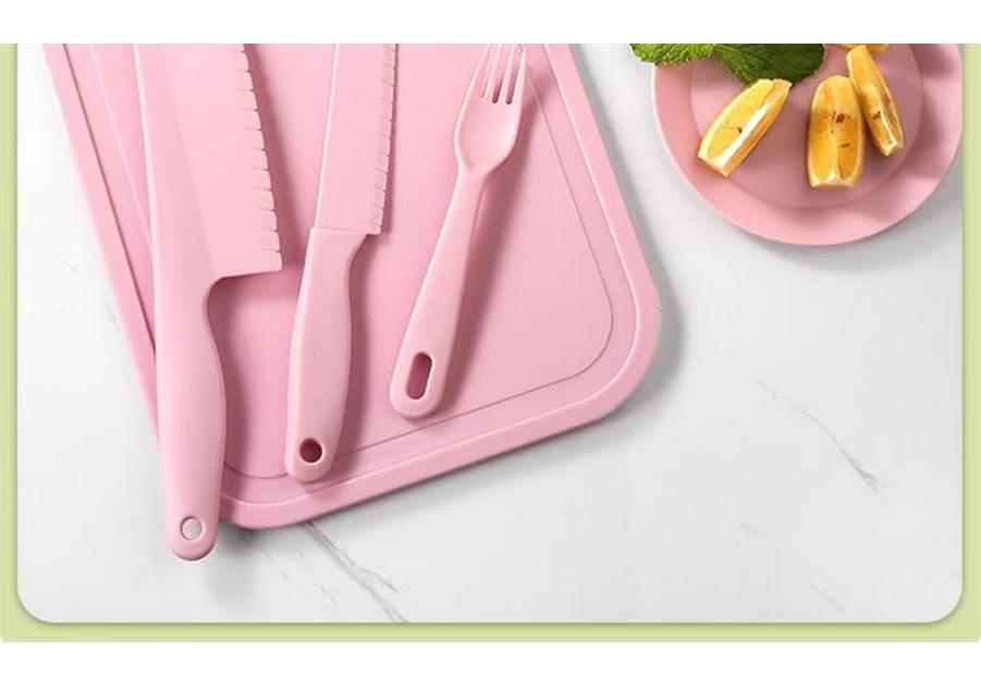 Child-Safe Kindergarten Plastic Cutting Board & Knife Set for Early Education