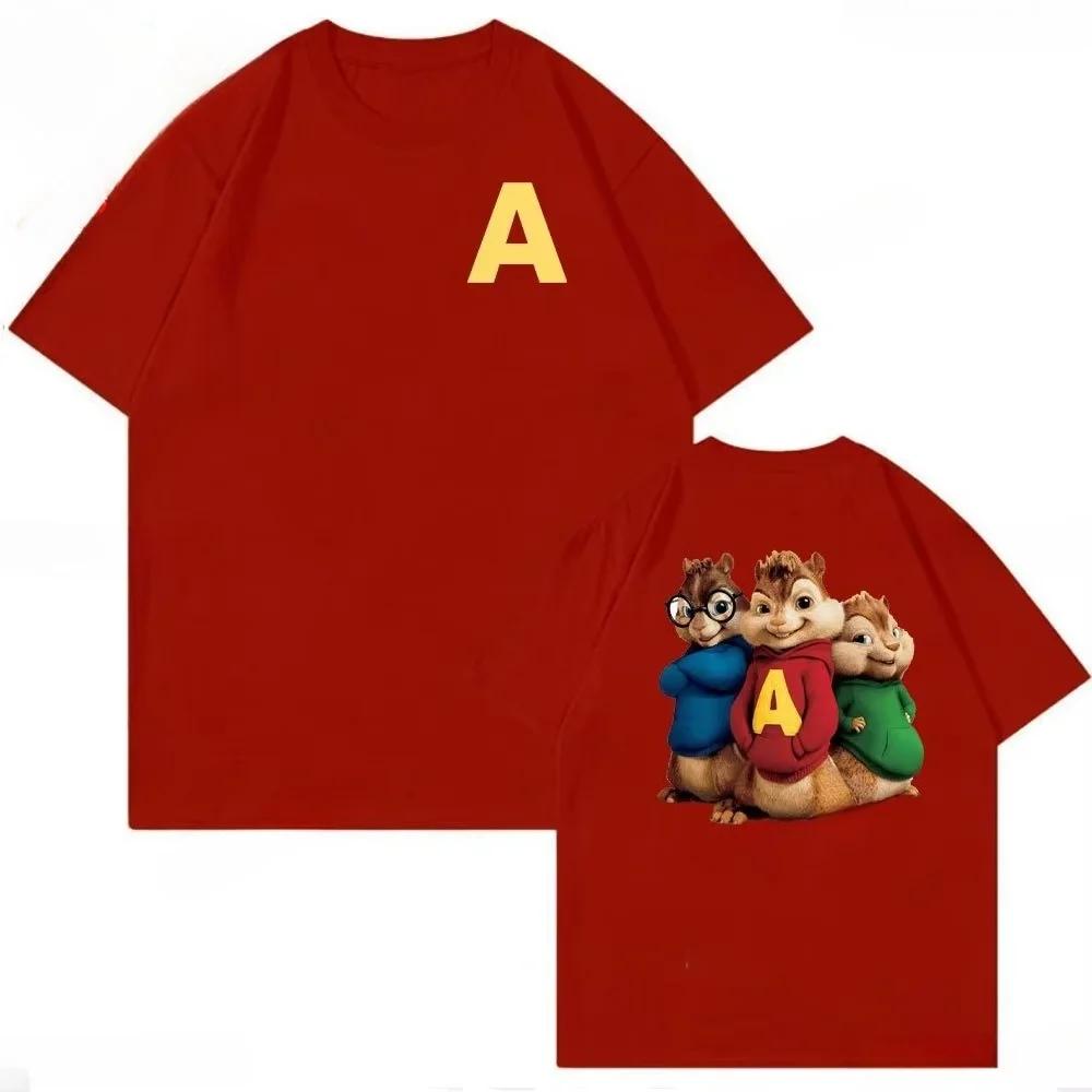 

Alvin and The Chipmunks Red Shirt Unisex S_P Movie Promo Nerd Geek Animation Adult T-shirt Graphic T Shirts Cotton Tee Tops M білий