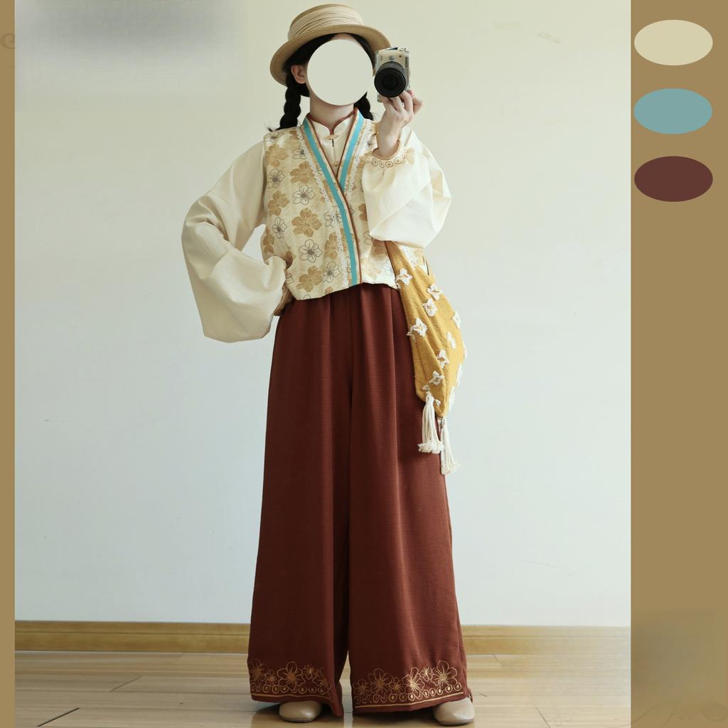 Chinese Tang Dynasty Style Hanfu Suit For Women Tang Beizi Daily Improved Literary Retro Suit