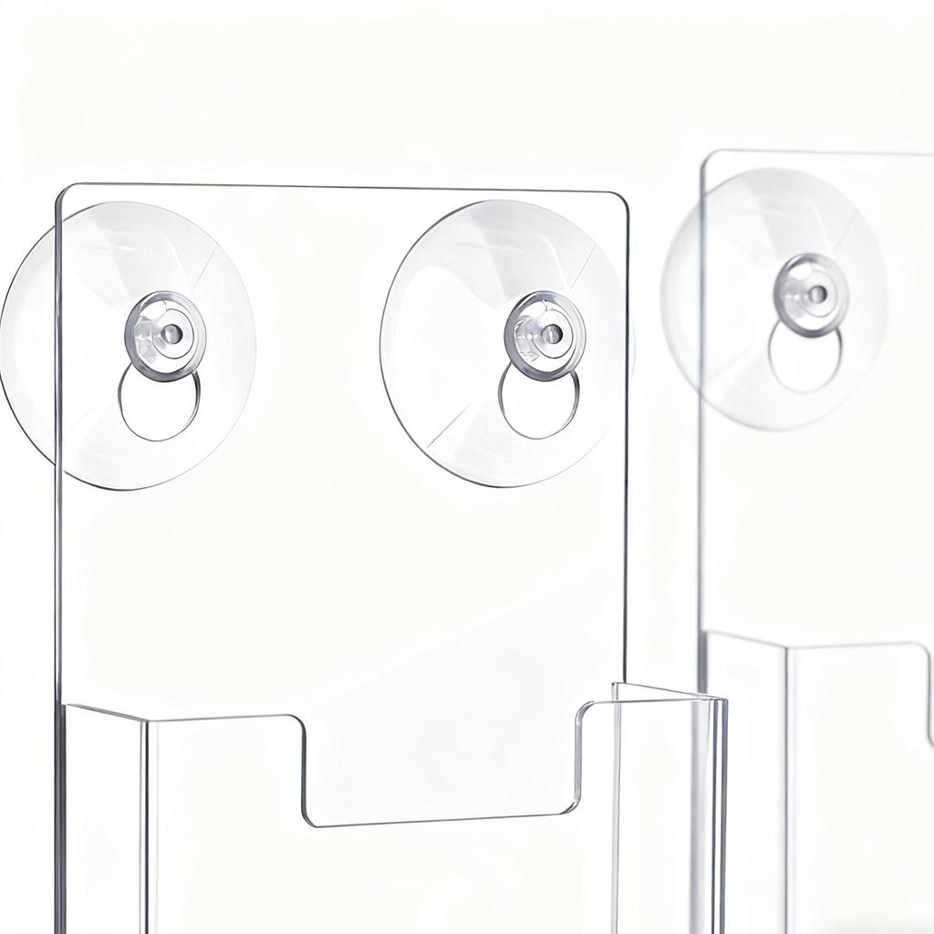 Wall Brochure Holder 2 Pieces Suction Cup Booklet Storage Brochure Holder Stand for Booklets Flyers Office Hotel Hospital School