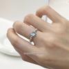 S925 Sterling Silver Aquamarine Pearl Square Ring for Women - Fashionable, Simple, Durable Index Finger Accessory