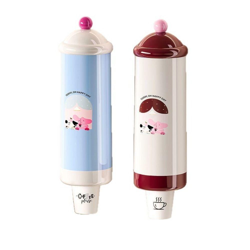 Wall-Mounted Automatic Cup Dispenser Dust-Proof Paper Cup Storage Rack Bar Counter