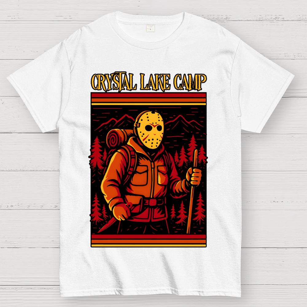 Retro Slasher Camping Halloween Unisex 100% Cotton Summer Casual Cool Loose T-Shirt