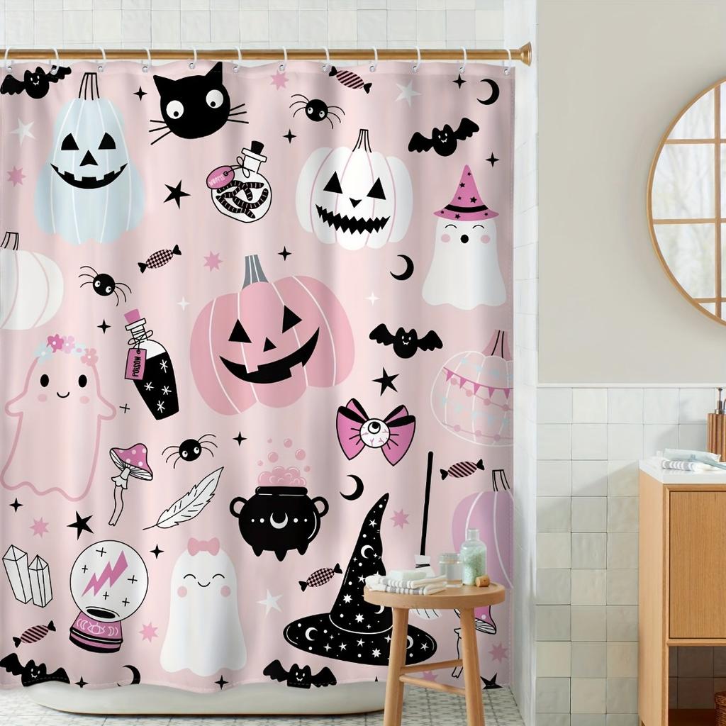 1/4Pcs Halloween Decoration Skeleton Couple Pattern Shower Curtain Bathroom Decor Halloween Decoration Indoor Showr Curtain
