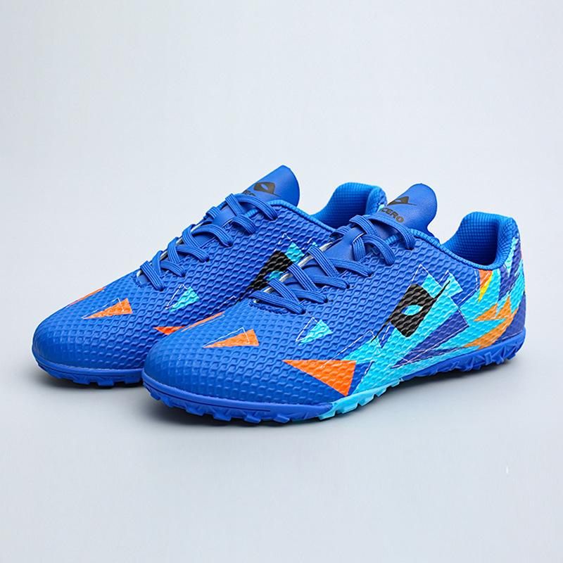 Rotary buckle football shoes breathable non-slip TF broken nails children and adolescents lawn flat game training shoes