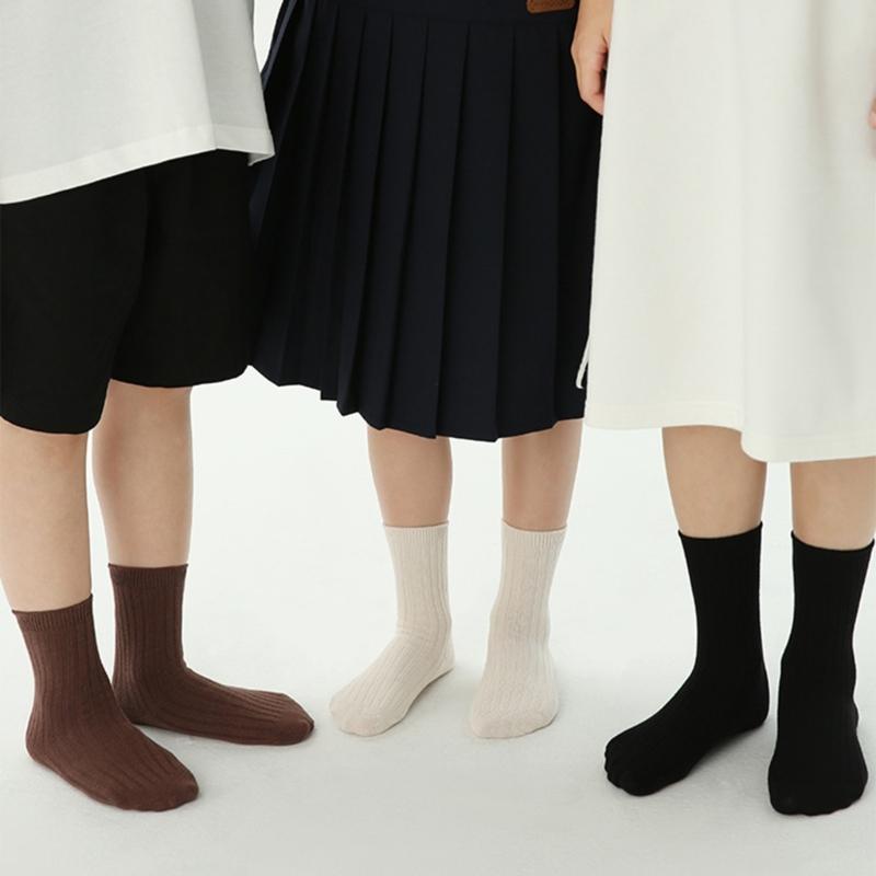 Kids Simple Crew Socks Plain Ankle Socks Breathable Booties Socks Calf Socks