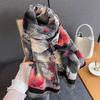 Autumn personality fashionable plant flower print scarf women's imitation cashmere warm windproof scarf temperament versatile shawl