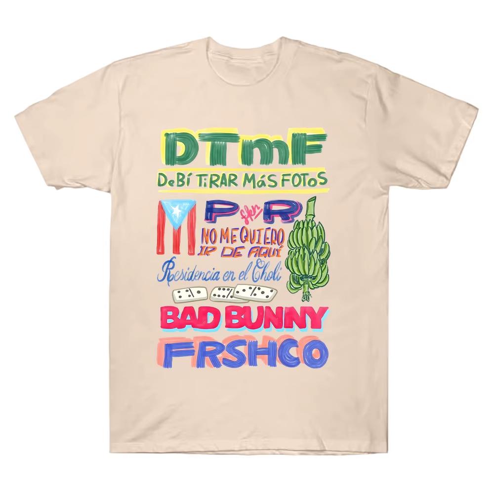 DTMF Merch Residencia Tour Tee Rapper Bad Bunny T-shirts Oversize Cotton High Quality Harajuku T Shirt Hip Hop Women Men Clothes