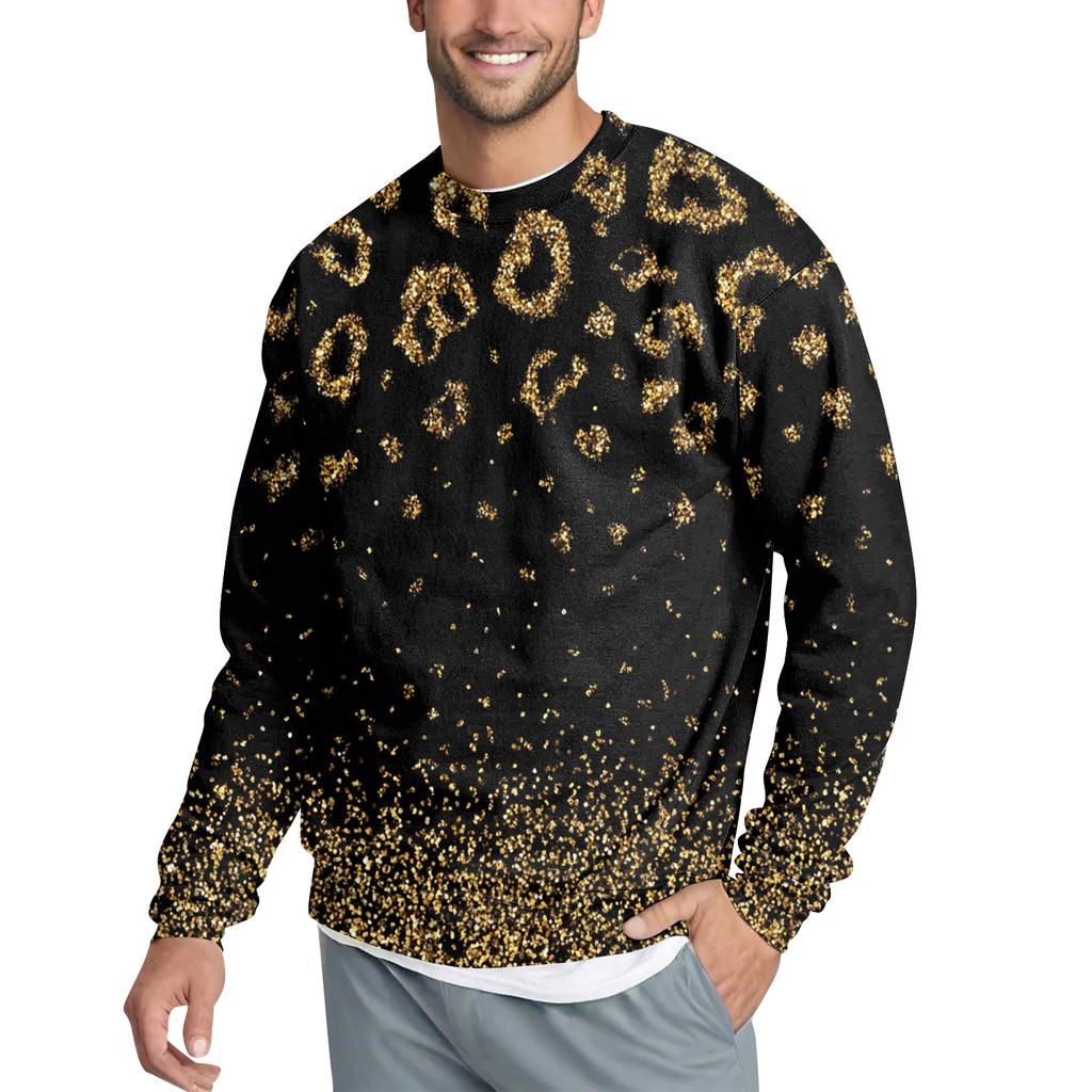 Pánská ležérní módní potištěná mikina přes hlavu s kulatým výstřihem