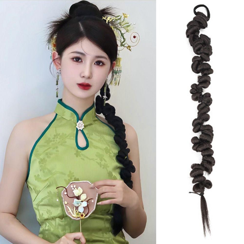 Band Hair Ring Retro Hairpieces Boxing Braids Wig Synthetic Braided Ponytail Long Braiding Braid