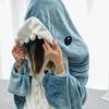 Wearable Shark Blankets Women Flannel Hoodie Blankets Cute Soft Shark Pajamas Warm Shawl Plaid Gown Comfy Bathrobe Homewear