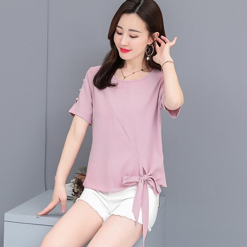 Loose Type Slim Summer Blouse Chiffon 