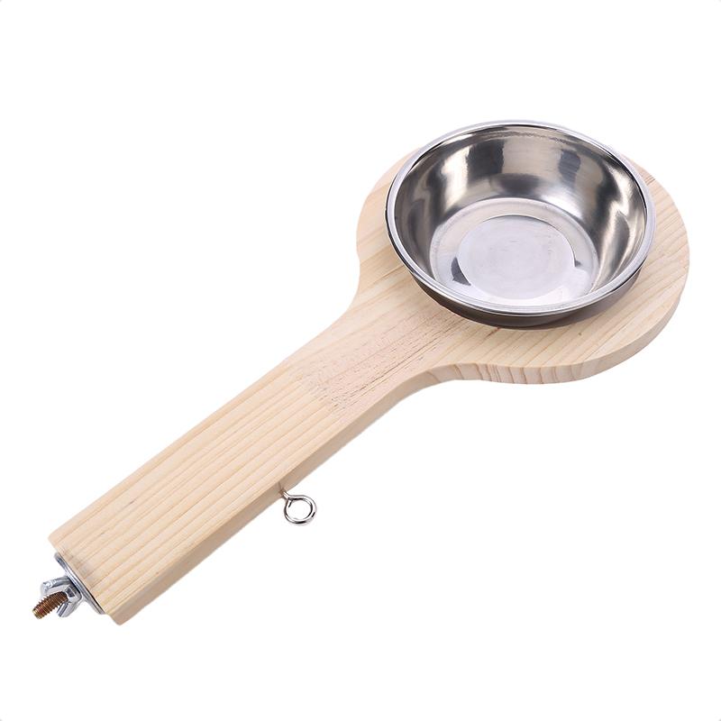 Papagei Vogel Massivholz Stehen Stick Metall Feeder Hängen Fütterung Tasse Lebensmittel Schüssel Vogel Käfig Zubehör Pet Supplies