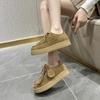 Zapatos para Mujer Mocasines Gamuza Cuero Genuino Estilo Británico Con Cordones Zapatos de Estudiante Mujer Talla Grande Zapatos Clásicos para Mujer