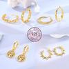 Gold Serie Hoop Earrings 925 Silver Sparkling Irregular Shape Feather Star Earrings Stud for Woman Girl Jewelry Gift
