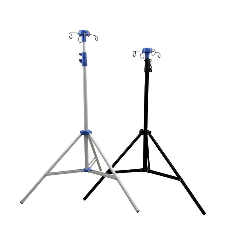 IV Stand Foldable Heights 27 82 Inches Nonslip Base With Storage Net Delicate Mobile Solution For Clinical Facilities