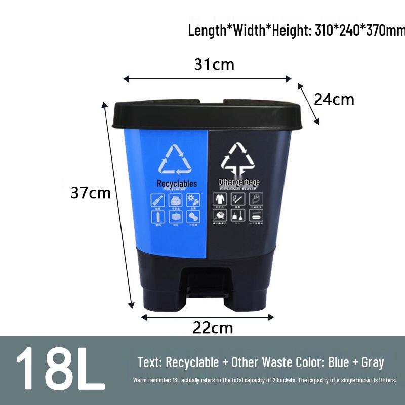 Hotel and Guesthouse Wet/Dry Separation Trash Can with Foot Pedal