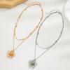 Fashionable And Elegant Metal Pleated Flower Pendant Necklace, Simple Five Petal Flower Collarbone Chain Necklace