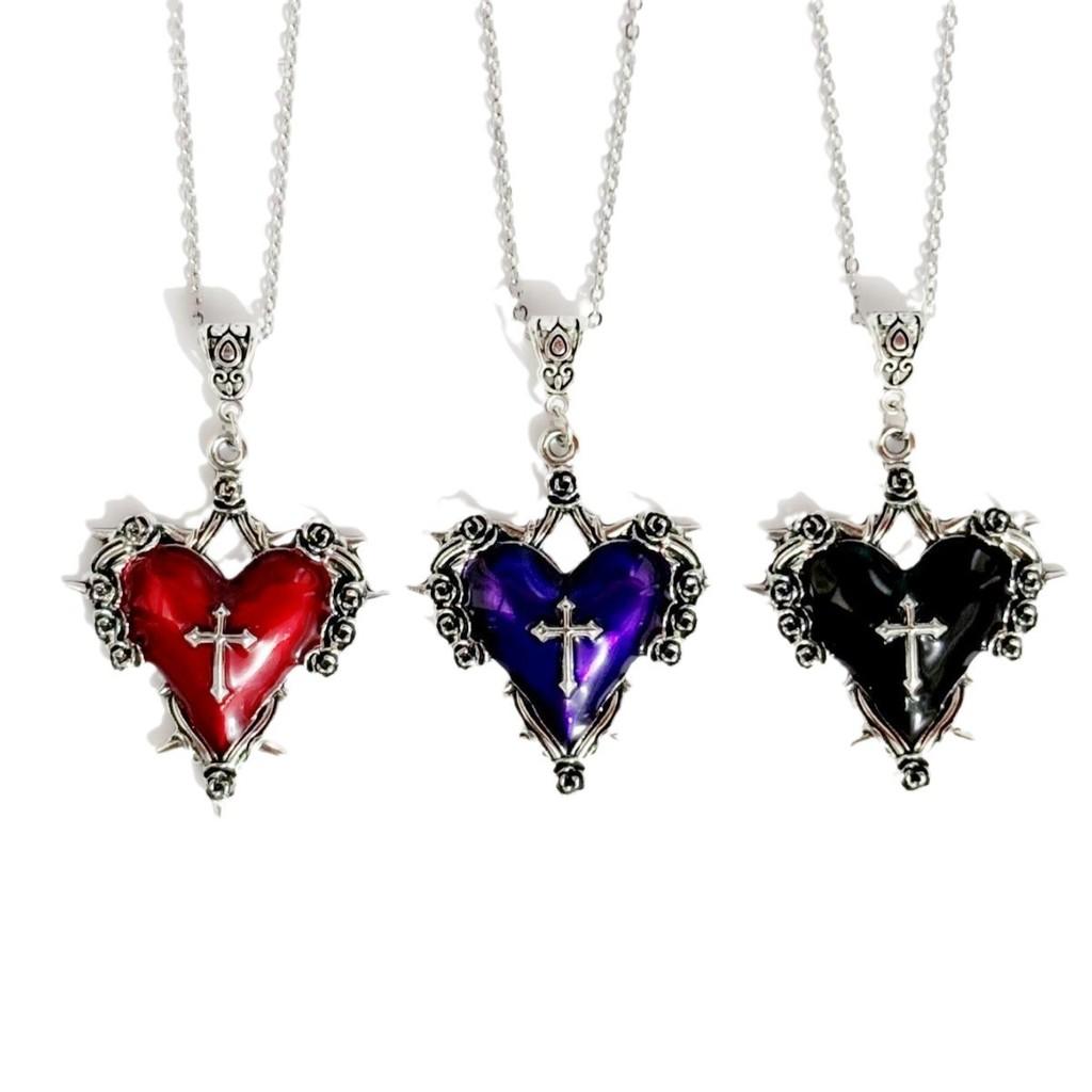 Gothic Heart Pendant Necklace With Liquid Metal Finish For Men Women Fashion Jewelry