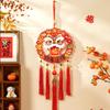 Wooden Bead Lanyard New Year Decorative Hangings Gold Foil Embossing Bell Pendant Atmosphere Decoration Supplies With Tassel