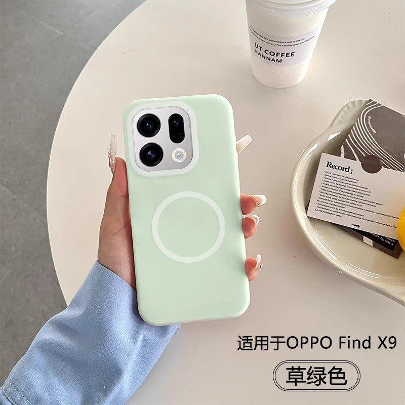 Applicable to OPPOFindx9 mobile phone case jelly new true liquid silicone Findx8S + magnetic protective case solid color