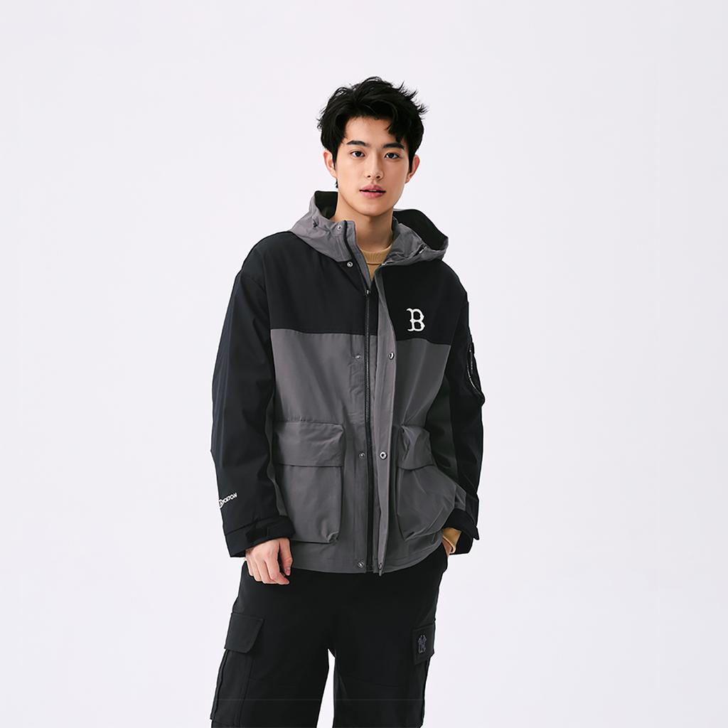 New MLB Boston Red Sox Basic Collection SS25 Windproof Jackets & Coats Unisex Dark Charcoal Gray 3AWJB0551-43CGD