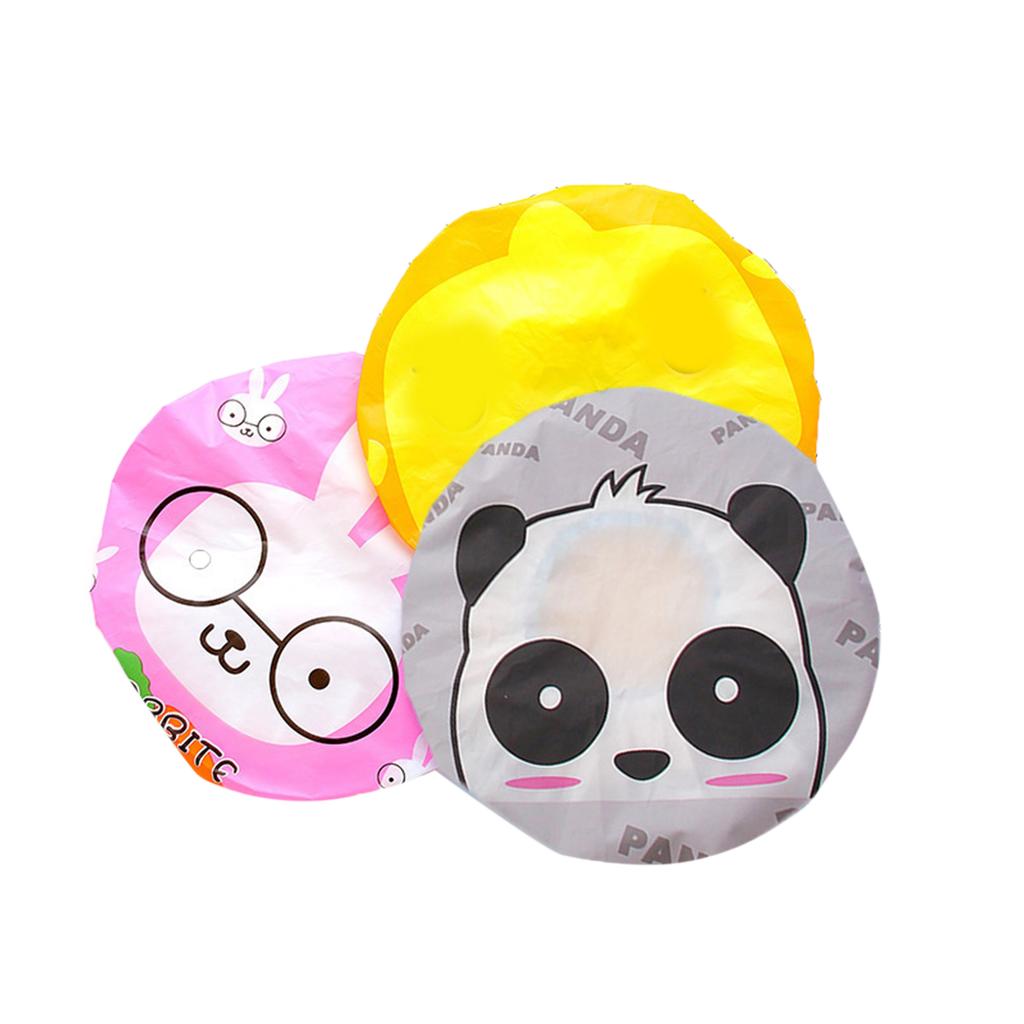 Bath Shower Cap Reusable Waterproof Kitchen Oilproof Hair Hat Cute Cartoon Design for Adults