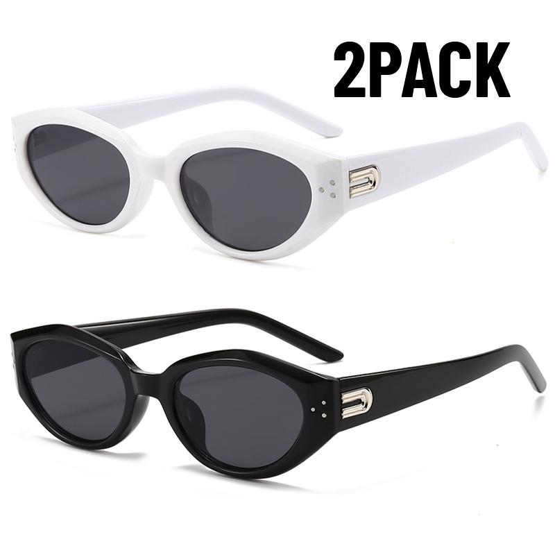 2PACK New Y2K Small Square Sunglasses Women Cat Eye Brand Sunglasses Fashion Trendy Outdoor Goggles Men Punk Sports Sun Glasses