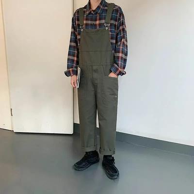 Overalls Men's Ins Super Casual Long Pants Trend Tooling Jumpsuit Autumn and Winter Loose Suspenders