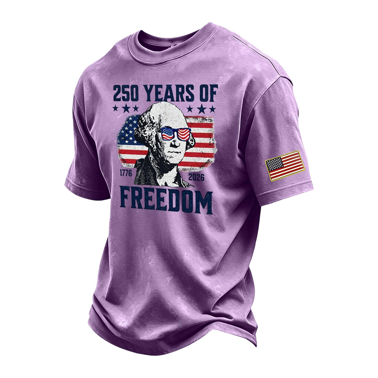 

Men s Vintage Washed Short Sleeve Crew Neck T Shirt with Independence Day Graphic Print Patriotic Design Casual Fit XL фіолетовий