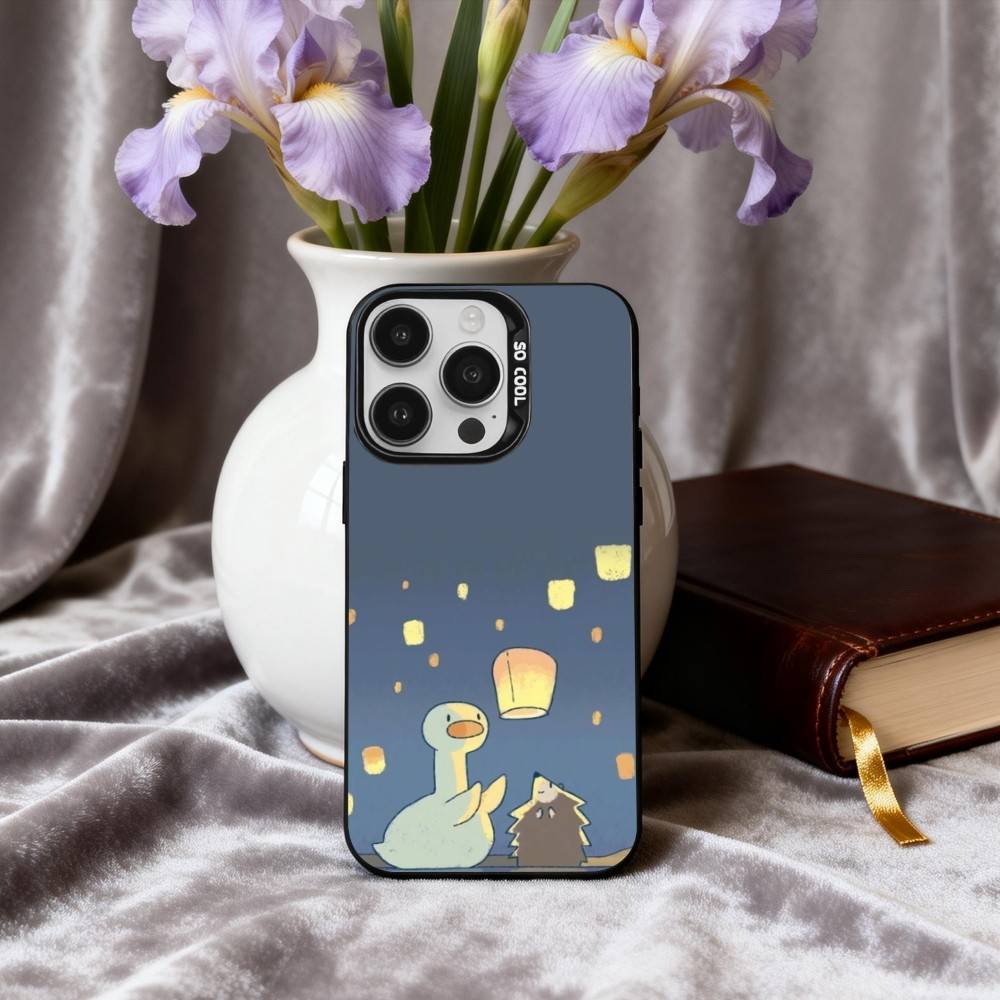 Cute D-Doubao D-Duck Phone Case For iPhone17,16,15,14,13,12,11 Plus,Pro Max Black Candy silver phone case