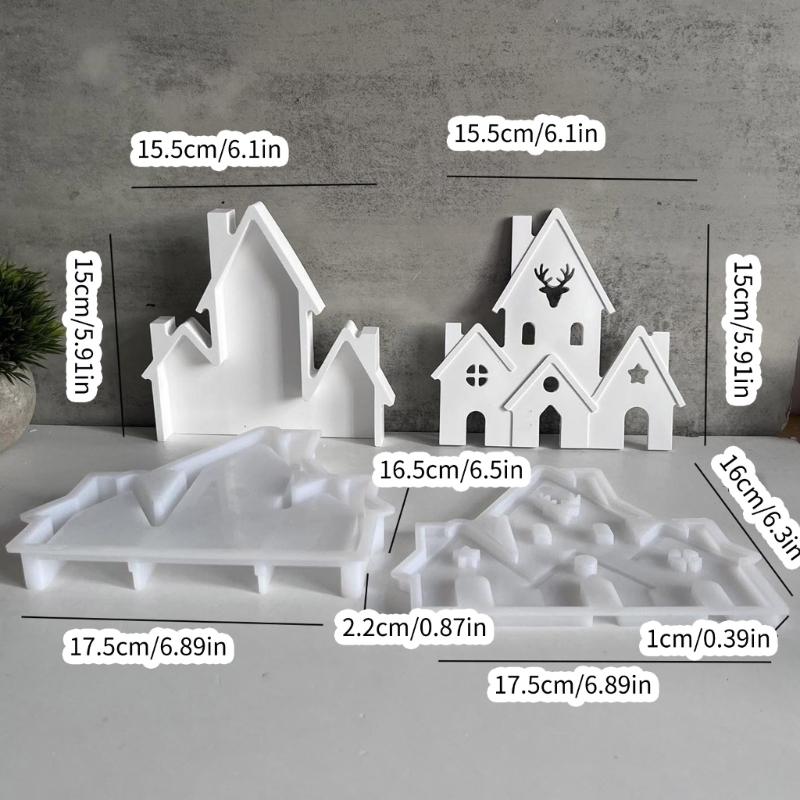 Detailed Christmas Castles Decorations Mold Sturdy Silicone Castles Decors Mold For Crafting Christmas Castles Figure