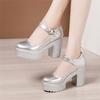 Décolleté da Donna Décolleté a Punta Rotonda con Plateau Tacchi Alti Moda Comode Scarpe da Lavoro Nere Taglie Forti 32-43