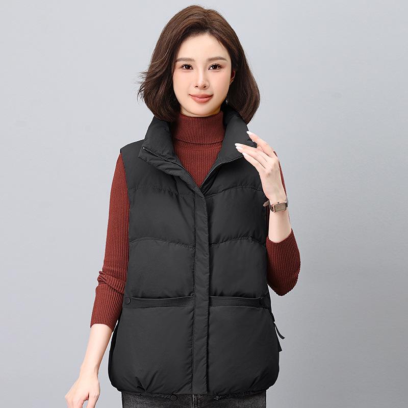 Women's White Duck Down Vest - Autumn/Winter 2024, High-End European Style, Loose Fit for Mom