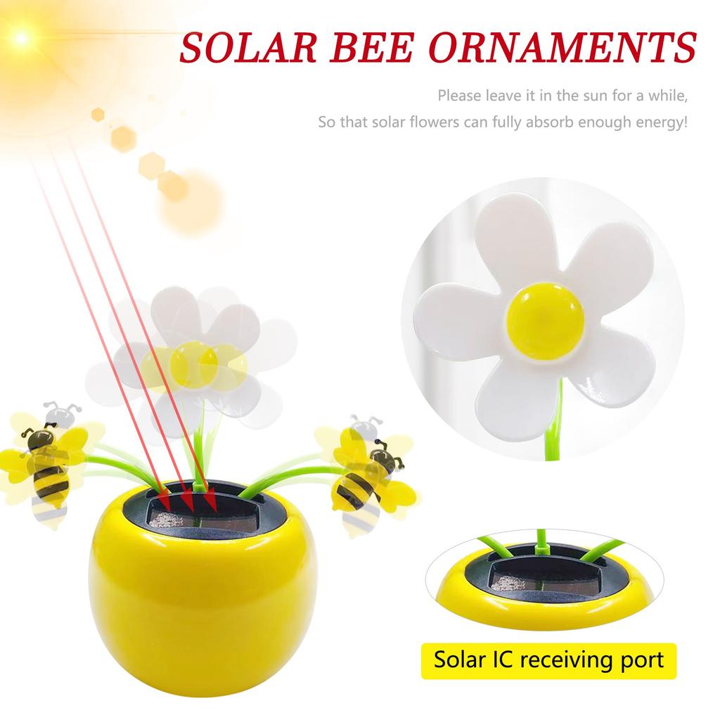 Solar Automatic Swing Sun Flower, Car Balcony Decoration, Bee Car Interior Decor