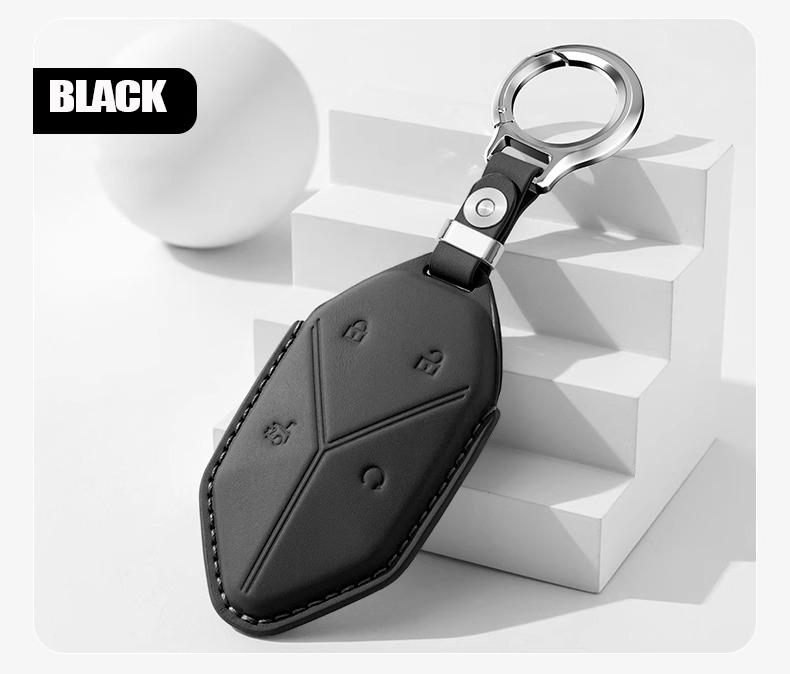 Leather Car Key Cover For BYD Equation Leopard 5 2023-2025 Leopard 8 2025 Custom Fit Key Accessories