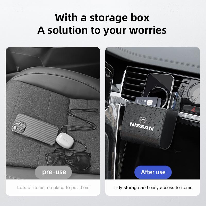 Car Interior Air Vent Storage Box Lipstick Card Sundries Bag For Nissan Sylphy N7 Teana Qashqai Note J10 J11 J31 Navara Juke GTR